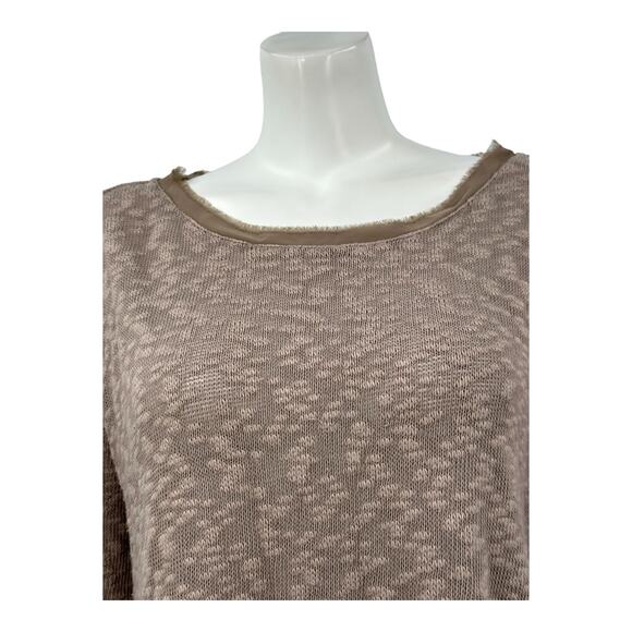 Deletta Anthropologie Top Womens Small Nubby Circle Sweater Tee Cozy Neutral - Picture 2 of 9